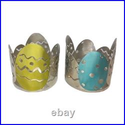 Set of 2 SONOMA Easter Egg Solid Metal Jar Candle Holder Ring Home Decor