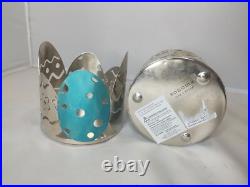 Set of 2 SONOMA Easter Egg Solid Metal Jar Candle Holder Ring Home Decor