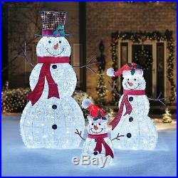 Set of 3 Frosty Snowman Twinkling LED Lights Christmas Outdoor Yard Decoration