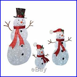 Set of 3 Frosty Snowman Twinkling LED Lights Christmas Outdoor Yard Decoration