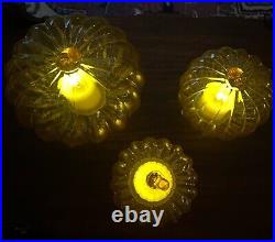 Set of 3 Glass Pumpkin LED Light Candles