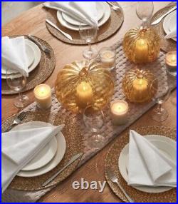 Set of 3 Glass Pumpkin LED Light Candles