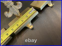 Set of 3 Gold Tone FLEUR de LIS STOCKING HOLDERS METAL w RHINESTONES 83B
