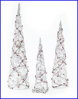 Set of 3 Indoor/Outdoor Champagne Cone Holiday and Christmas Trees