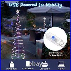 Set of 3 LED Spiral Tree Light Kit 6 Ft 4 Ft 3 Ft RGB USB Power Christmas Decor