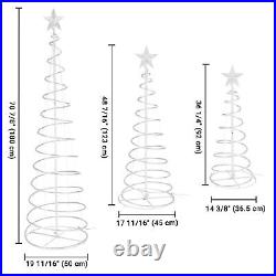 Set of 3 LED Spiral Tree Light Kit 6 Ft 4 Ft 3 Ft USB Powered Christmas Decor