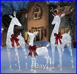 Set of 3 Large Pre Lit Twinkling Deer Family Outdoor Christmas Decoration Lights