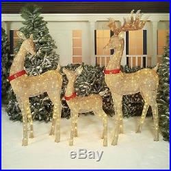 Set of 3 Large Pre Lit Twinkling Deer Family Outdoor Christmas Decoration Lights