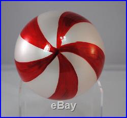 Set of 3 Large Round Glass Christmas Ornaments Red White Holiday Decoration