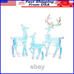 Set of 3 Light-up 2D LED Prismatic Polygon Deer Family Holiday Decorations