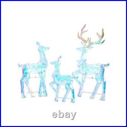 Set of 3 Light-up 2D LED Prismatic Polygon Deer Family Holiday Decorations