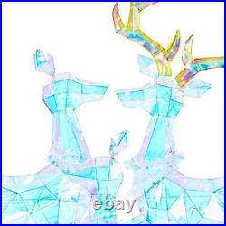 Set of 3 Light-up 2D LED Prismatic Polygon Deer Family Holiday Decorations