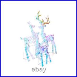 Set of 3 Light-up 2D LED Prismatic Polygon Deer Family Holiday Decorations