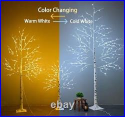 Set of 3 Lighted Birch Tree, 4/6/8FT Birch Christmas Tree 9Modes LED Birch