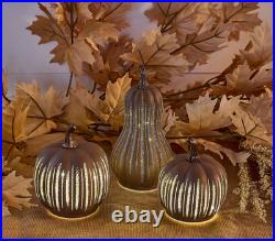 Set of 3 Mini Starry Night Glass Pumpkins & Gourd by Valerie