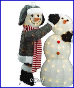 Set of 3 Small Snowmen Family Building Snowman Home Outdoor Yard Christmas Decor