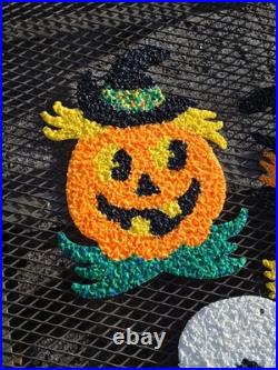 Set of 3 Vintage Popcorn Halloween Decorations Skull Witch Pumpkin