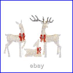 Set of 3 Warm White LED Deer Family Holiday Yard Decoration