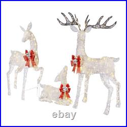 Set of 3 Warm White LED Deer Family Holiday Yard Decoration