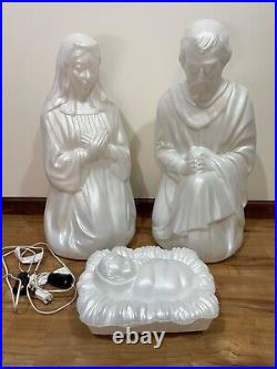 Set of 3 White Nativity Outdoor Blow Molds Mary, Joseph & Baby Jesus