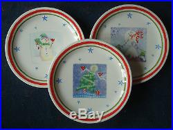 Set of 3 fiasco inc Christmas holiday cookie dessert plate 8½ tree snowman bear