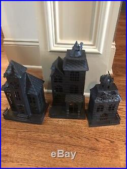 Set of 3 pottery Barn haunted spooky house SOLD OUT small med large NEW