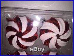 Set of 4 Christmas Holiday Peppermint Swirl Shatterproof Ornaments Red & White