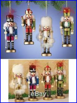 Set of 4 Intricately Detailed Nutcracker Christmas Ornaments
