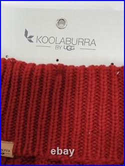 Set of 4 Koolaburra by UGG Home ELISTA Dark Red KNIT Christmas Stocking Pom Pom