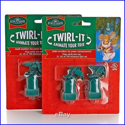 Set of 4 Kurt Adler Twirl It Motorized Ornament Spinners with Motion NEW