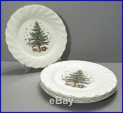 Set of 4 Nikko Japan Happy Holidays Dinner Plates Christmas Tree Design