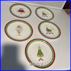 Set of 5-Dept 56 Patience Brewster Krinkles Cat Plates, 8-1/4 New