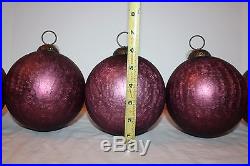 Set of 5 HUGE Mercury Crackle Glass 6 Decorator Ornaments Amethyst Purple