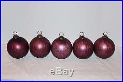 Set of 5 HUGE Mercury Crackle Glass 6 Decorator Ornaments Amethyst Purple