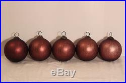 Set of 5 HUGE Mercury Crackle Glass 6 Decorator Ornaments Amethyst Purple