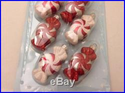 Set of 6 Christmas Holiday Mini Peppermint Round Candy Ornaments Red & White