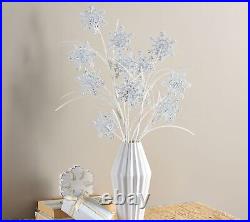 Set of 6 Glittered Snowflake Stems by Valerie in White