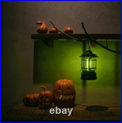 Set of 6 Terra Cotta Jack-o'-Lantern Pumpkin Halloween Decoration Pottery Clay