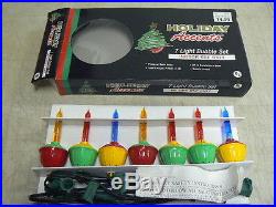 Set of 7 Multi-Color Indoor Christmas Bubble Lights with Green Wire, New