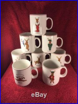 Set of 8 LTD Commodities Santa Reindeer Christmas Mugs 4 Tall