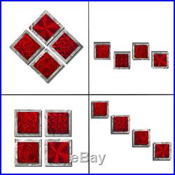Set of Four Modern Abstract Metal Wall Art Accents by Jon Allen 4 Squares Red