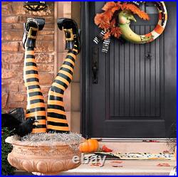 Set of Two Orange Witch Leg Stakes For halloween haven