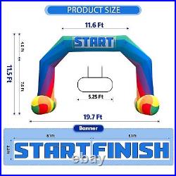 Sewinfla 20ft Inflatable Start Finish Line Arch Rainbow with External 250W
