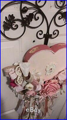 Shabby Chic Valentine Heart Wreath Door Hanger. Girls room decor