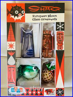 Shag European Blown Glass Ornaments New In Box Free Ship Tiki Farm Christmas