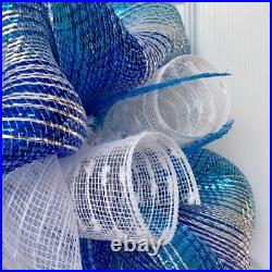 Shalom Wreath With Star Of David Ribbons Handmade Deco Mesh