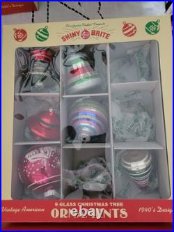 Shiny Brite Christopher Radko Glass Christmas Ornaments Lot Vintage 1940s Design