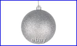Shiny Silver Glittered Christmas Ball Ornaments, Extra Large 8in Diameter, 8 Set Shiny Silver Glittered Christmas Ball Ornaments, Extra Large 8in Diameter, 8 Set