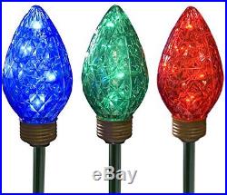 Sienna Red Blue and Green LED Lighted Driveway Marker 3pc Set with Timer