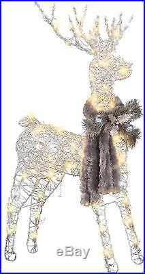 Silver Glitter Deer Sculpture LED Lighted Christmas Decor Home Outdoor Display